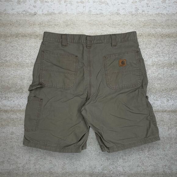 Vintage Carhartt Carpenter Shorts Chocolate Brown Canvas Leather 10" Inseam 90s